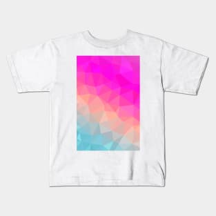 Dark Pink, Peach and Cyan Geometric Abstract Triangle Pattern Design Kids T-Shirt